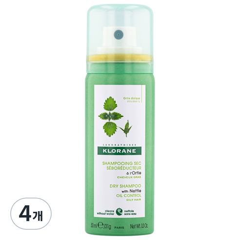 클로란 네틀 노세범 드라이샴푸 허브향, 50ml, 4개