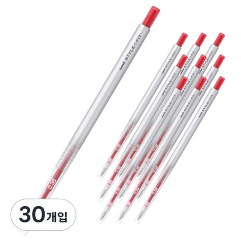유니 스타일핏트 단색펜 UMN-139 0.38mm, 레드, 30개입