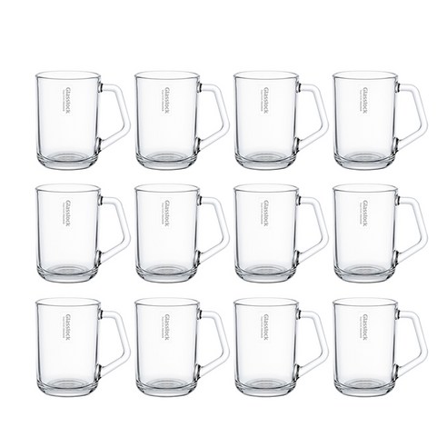 글라스락 내열강화유리 이지그립 머그컵 350ml, 투명, 12개