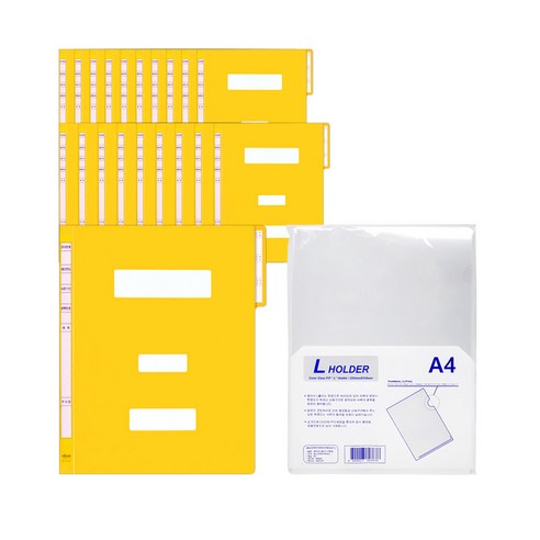 현풍 정보화일 A4 F4342-3 20p + L 홀더 10p, 노랑(화일), 투명(홀더), 1세트