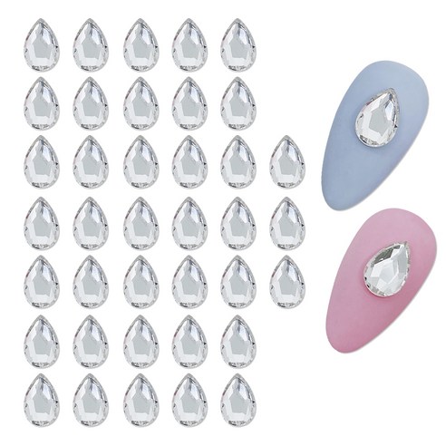 메이브라운 대용량 물방울스톤 네일파츠 7x10mm 40p, 크리스탈, 1개