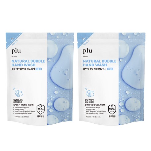 플루 내추럴 버블 핸드워시 리필 플로럴향, 2개, 450ml