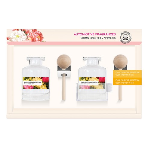 더허브샵 차량용 송풍구 디퓨저 40ml 2개입 세트, 잉글리쉬페어 앤 프리지아, 1세트
