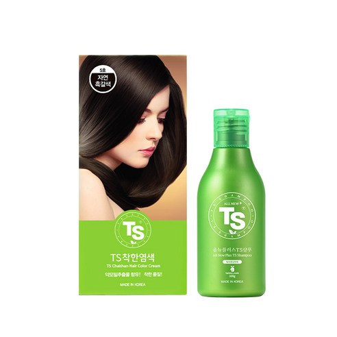 TS 착한 염색제 120g + 샴푸 100g 세트, 5호 자연흑갈색, 1세트