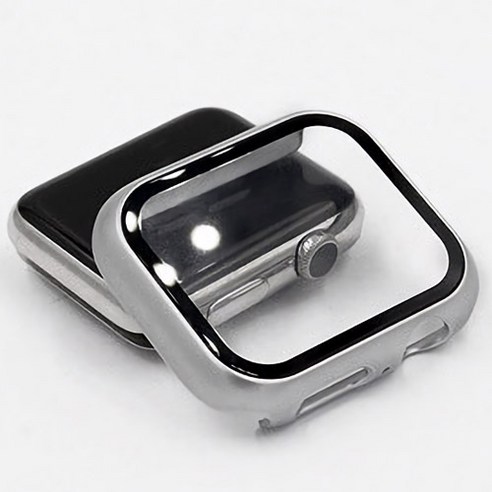 알피나케이스 애플워치 강화 유리 풀커버 컬러 케이스 42mm, 브라이트 실버