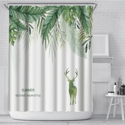 데일리프렌즈 북유럽 모던 화장실 욕실 샤워커튼 사슴 180 x 180 cm, 1개