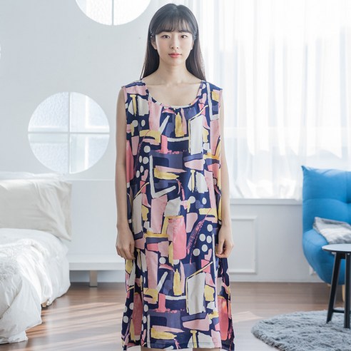 디노바시 여성용 그린인견 민소매 원피스, 콜라보, XL