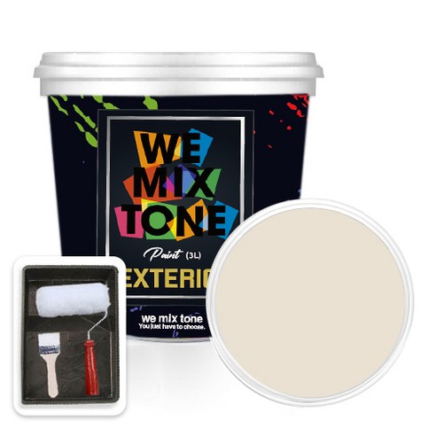 WEMIXTONE 외부용 EXTERIOR 페인트 3L + 붓 + 로울러 + 트레이 세트, WMT0193P01(페인트), 1개