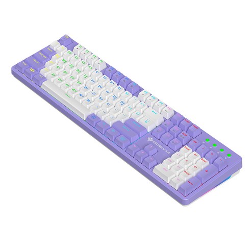 지데빌 하이퍼트랙 LED 투톤 게이밍 광축 유선키보드, 일반형, 퍼플 + 화이트, G918