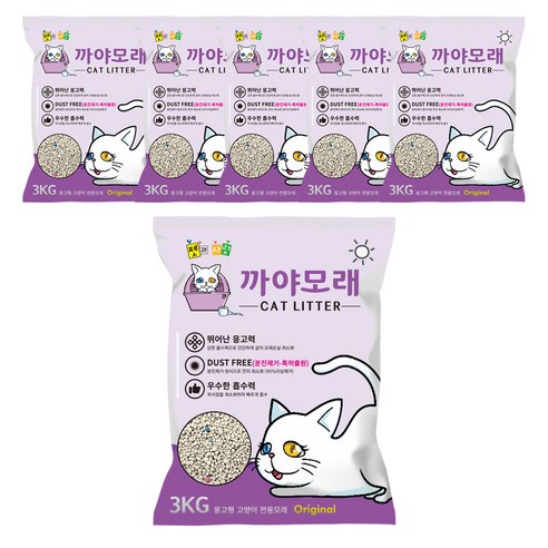 펫과사람 먼지없는 벤토나이트 고양이 까야모래 오리지날, 6개, 3kg