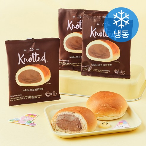 노티드 초코 생크림빵 (냉동), 140g, 1개, 3개입