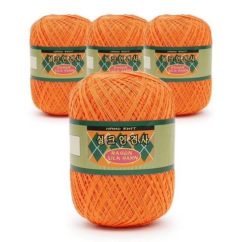 필립섬유 쎄비 실크 인견사 뜨개실 90g x 4p, 860 주황, 4개