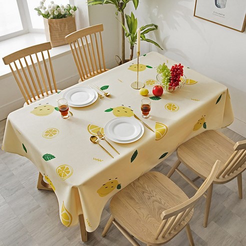알럽홈 프레쉬 프루츠 패턴 식탁보, 레몬, 140 x 180 cm