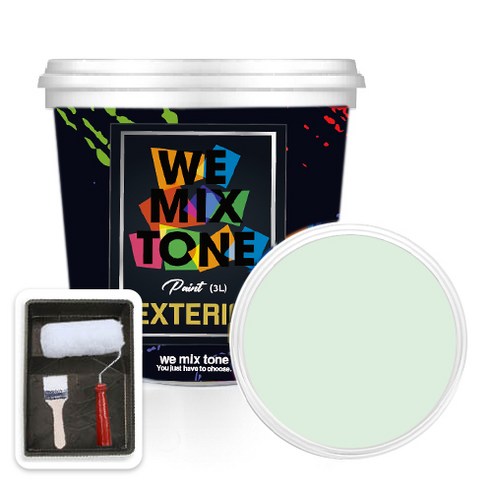 WEMIXTONE 외부용 EXTERIOR 페인트 3L + 붓 + 로울러 + 트레이 세트, WMT0441P01(페인트), 1개