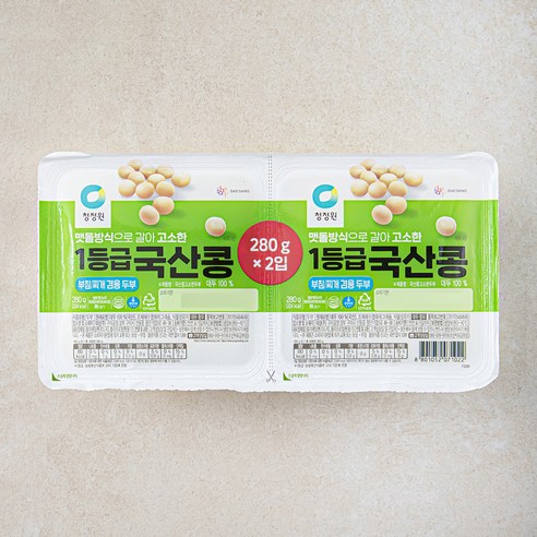 청정원 국내산 1등급 콩 부침 찌개 겸용 두부 2입, 560g, 1개