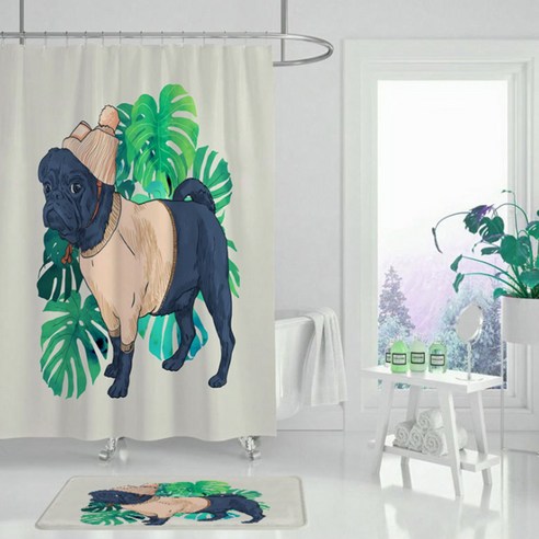 블루웨이브 샤워커튼 퍼그 180 x 180 cm, 1개