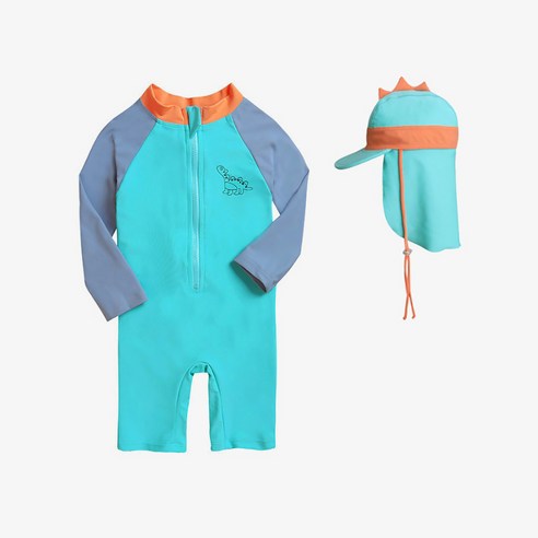베베니즈 아동용 드로잉공룡 래쉬가드 + 모자 세트