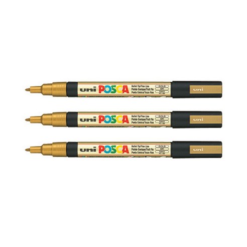 포스카 컬러마커 PC-3M GOLD, 3개, 1색