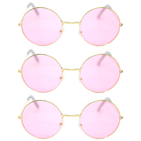 리빙다 칼라 원형 안경, 핑크, 3개