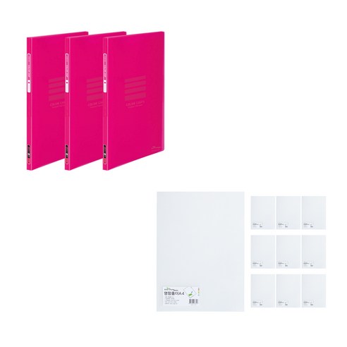 에코청운 칼라칩 클리어화일 A4 10매 핑크 3p + PP 명함 L홀더 A4 10p, 핑크(클리어화일) , 투명(L홀더), 1개