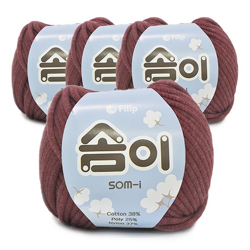 쎄비 솜이 패브릭얀 뜨개실 65g x 4p, 버건디