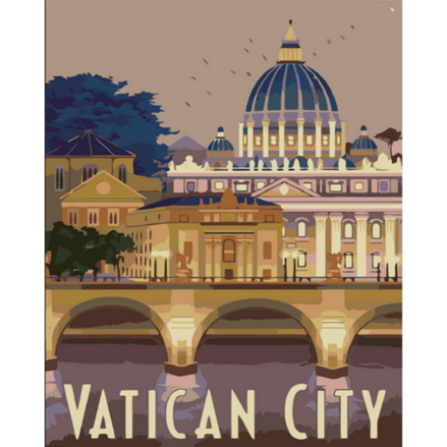 모모픽스페인팅 DIY 정물화그리기 세트 30 x 40 cm, 도시 바티칸