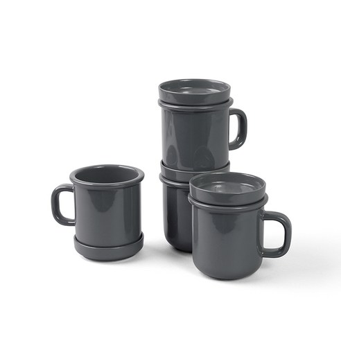 보울보울 노르딕볼볼 뚜껑머그컵 340ml x 4p + 소스볼 4p 세트, 차콜그레이, 1세트