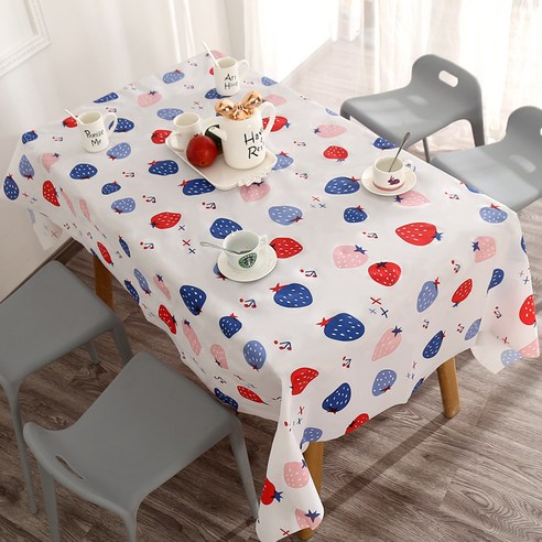 캐치 상큼 패턴 파티 테이블보 4p, 딸기, 90 x 137 cm