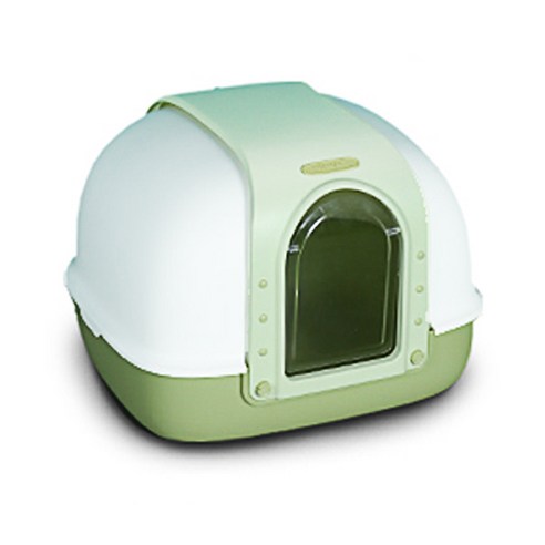 마칼 매직스페이스 후드형 고양이 화장실 3door + 배변삽 + 사막화 방지매트 세트, 애플그린, 1개
