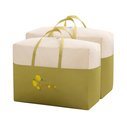 마켓감성 후르츠 이불 보관 가방 중 60 x 44 x 26 cm, 레몬, 2개