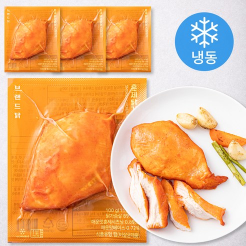 브랜드닭 훈제 닭가슴살 스파이시 (냉동), 100g, 4팩
