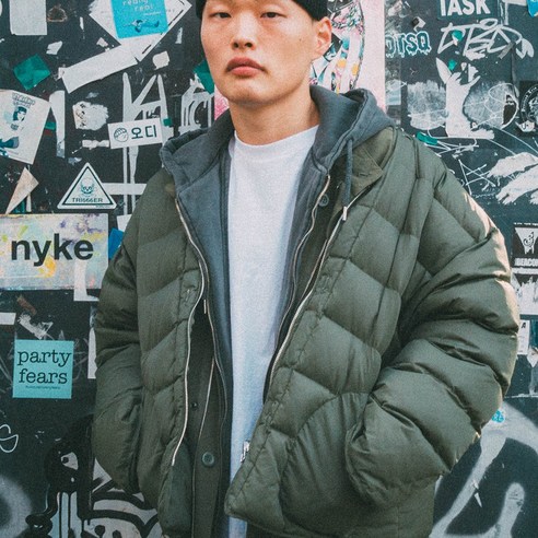 도미넌트 남성용 브이넥 오버핏 구스다운 패딩