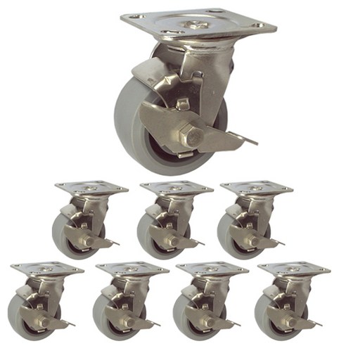 대신캐스터 스테인리스 캐스터 101mm 중량스텐 회색고무 베 회색 평 BK BK DS 3340 MRB-BK, 8개