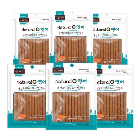 네츄럴오 강아지 져키 100g, 연어맛, 6개