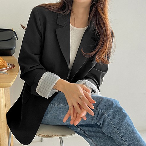 여성용 클래식 페이크포켓 투버튼자켓