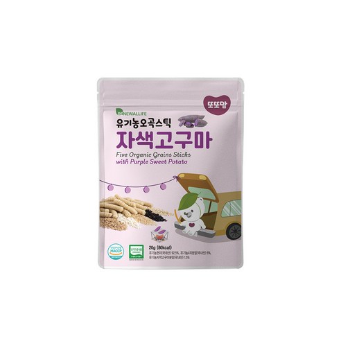 또또맘 유아용 유기농 오곡 스틱 과자 20g, 자색고구마, 1개