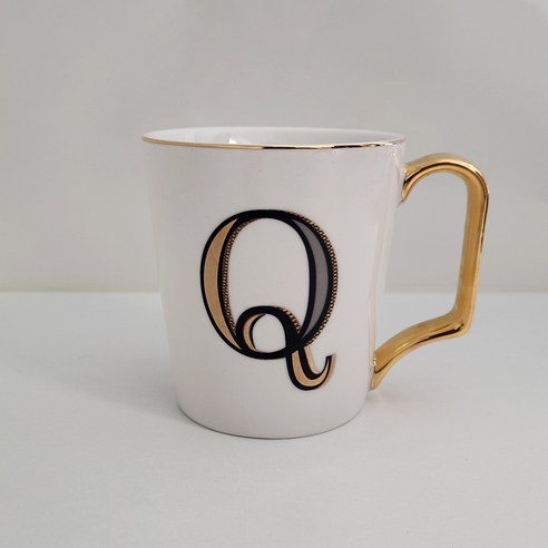 위플립 골드 이니셜 알파벳 머그컵 350ml, Q, 1개