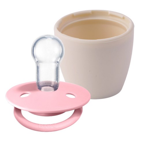 BIBS 디럭스 실리콘 쪽쪽이 + 아이벨류 실리콘 화분캡 세트, 0~36개월, 베이비핑크(쪽쪽이), 아이보리(화분캡)