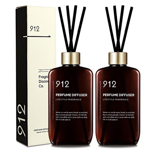 912 퍼퓸 디퓨저 소프트 코튼 2p + 리드스틱 8p, 250ml, 1세트