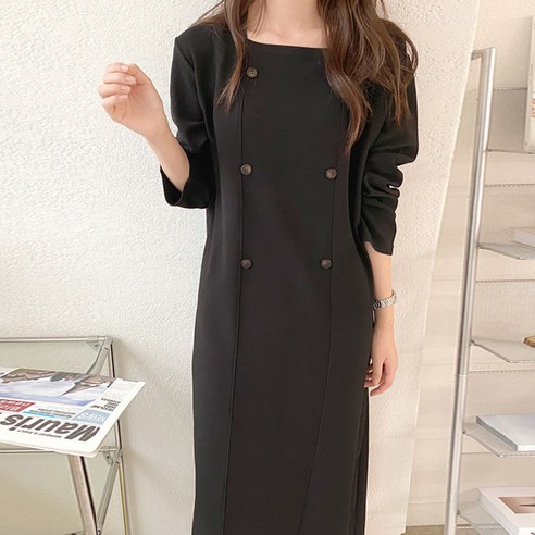 보리맘 더블 단추 빅사이즈 가을 임산부 원피스 a436