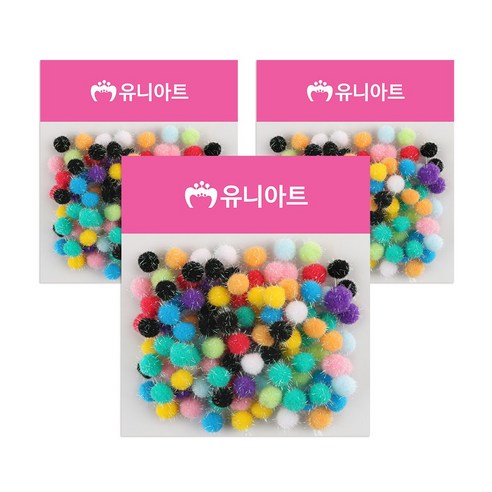 유니아트 5000 반짝이퐁퐁 만들기재료 20mm, 혼합색상, 3개
