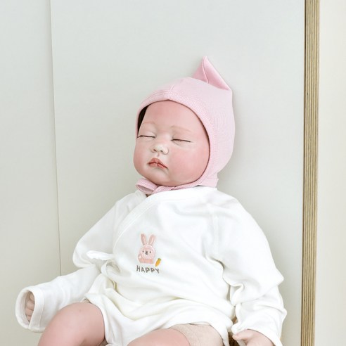 베이비앤아이 유아용 골지 꼬깔 모자