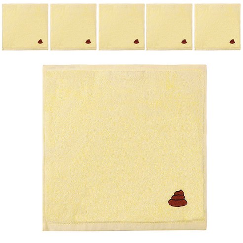 송월타월 개인 위생핸드 고리수건 토이키즈A 40g, 노랑(똥), 6개