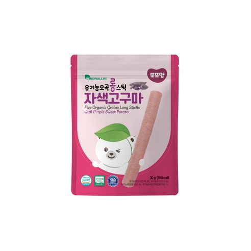 또또맘 유아용 유기농 오곡 롱 스틱 과자 30g, 자색고구마, 1개