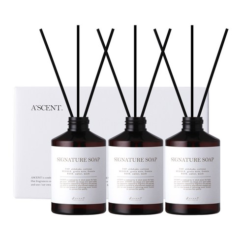 에이센트 네이처 실속형 디퓨저 200ml 3p + 섬유스틱 15p, 시그니처솝