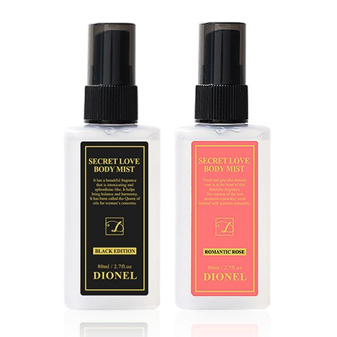 디오넬 시크릿러브 바디미스트 블랙에디션 + 로맨틱로즈, 1세트, 80ml