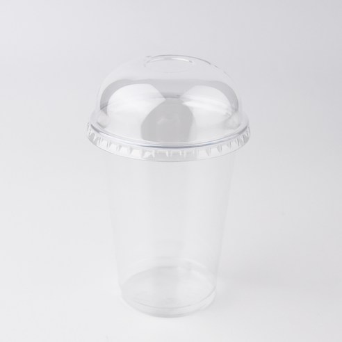 투고팩 PET 아이스컵 + 무타공 돔뚜껑 세트, 50개, 1개, 300ml