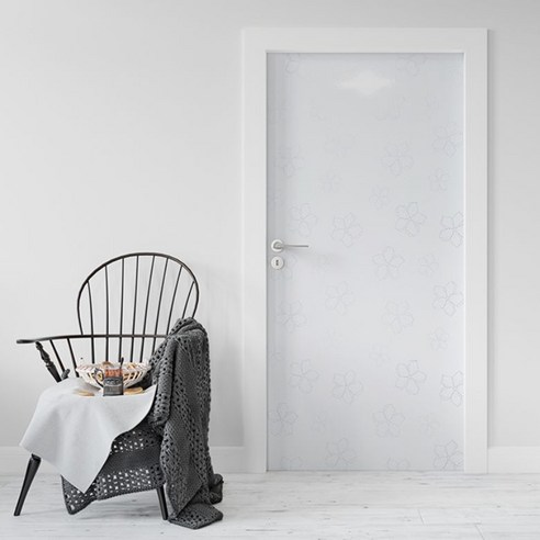 현관문 방문 시트지 2p, 61모던플라워실버(SM9158-17), 100 x 210 cm