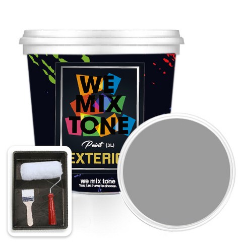 WEMIXTONE 외부용 EXTERIOR 페인트 3L + 붓 + 로울러 + 트레이 세트, WMT0021P01(페인트)