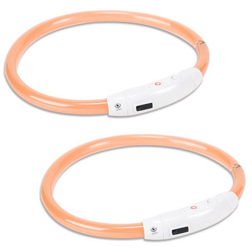 딩동펫 강아지 LED 목줄 2p, 오렌지
